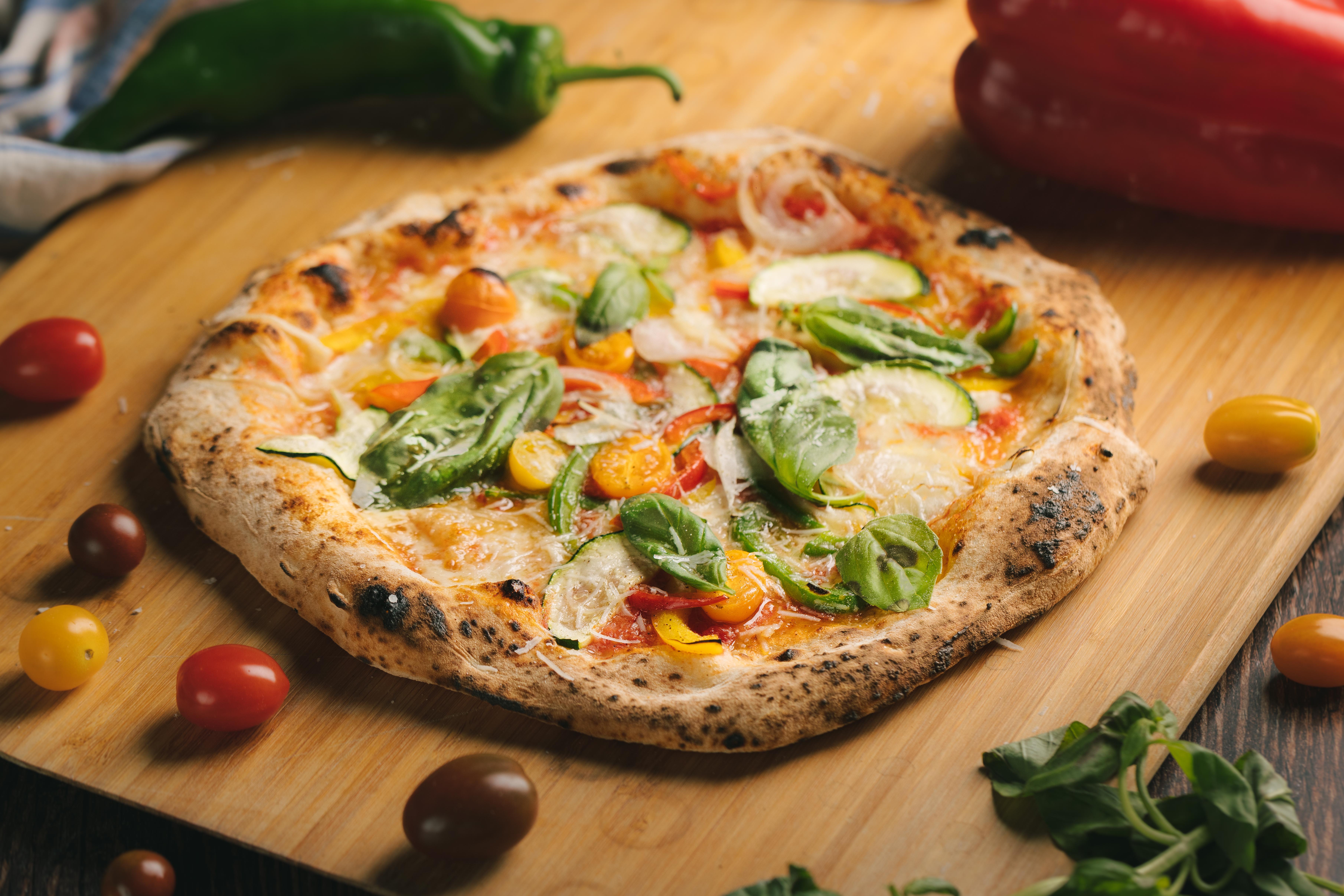 Pizza vegetal con poolish